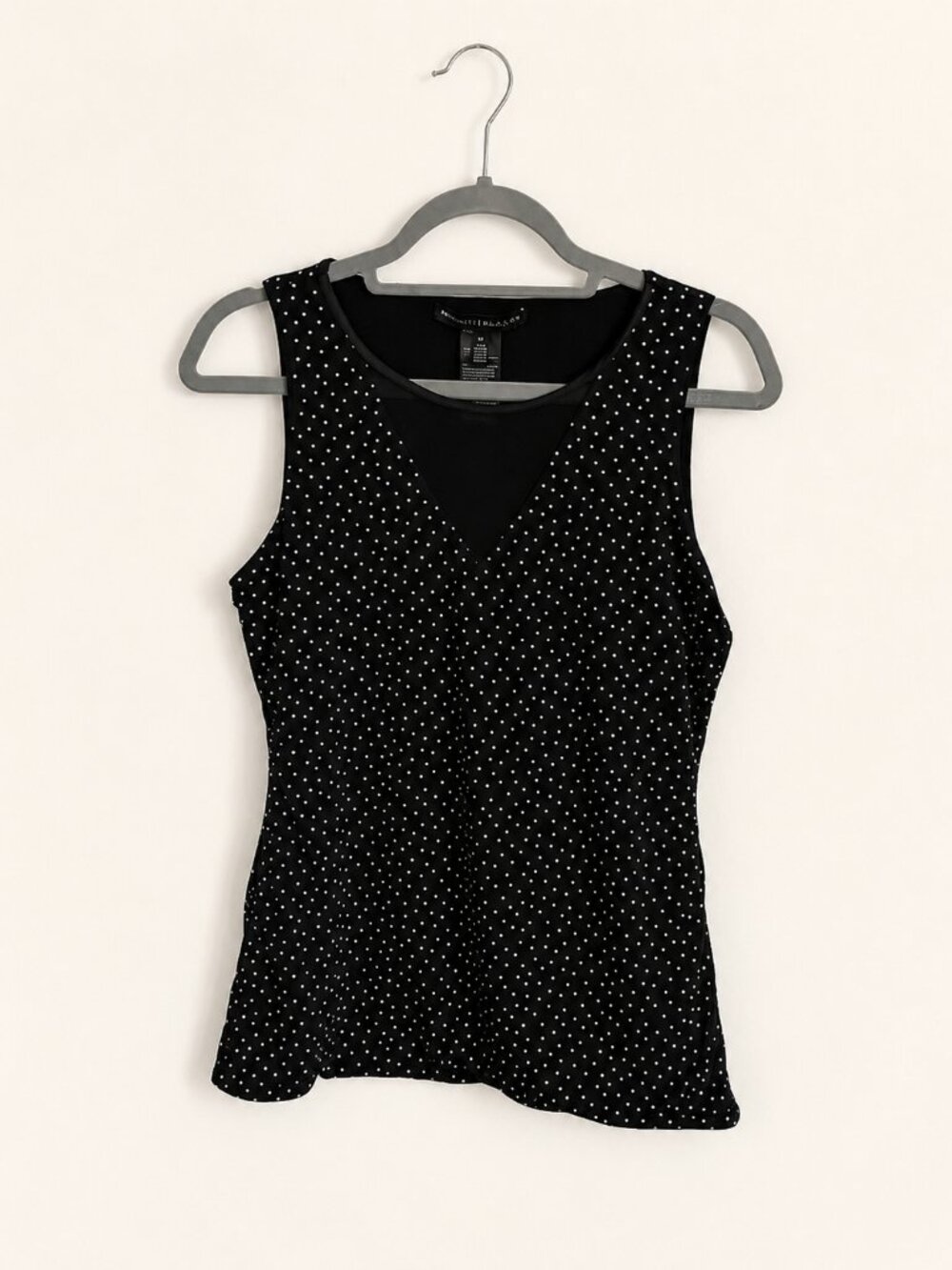 White House Black Market Tiny Dot Illusion Peplum Top S
